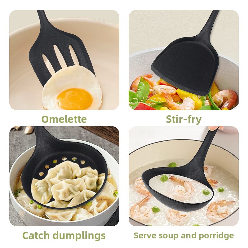Home Cooking Chinese - Silicone Chinese Wok Spatula Ladle Skimmer,
